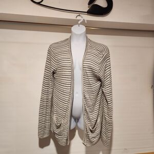 Cotton Emporium Black and Cream Striped Cardigan